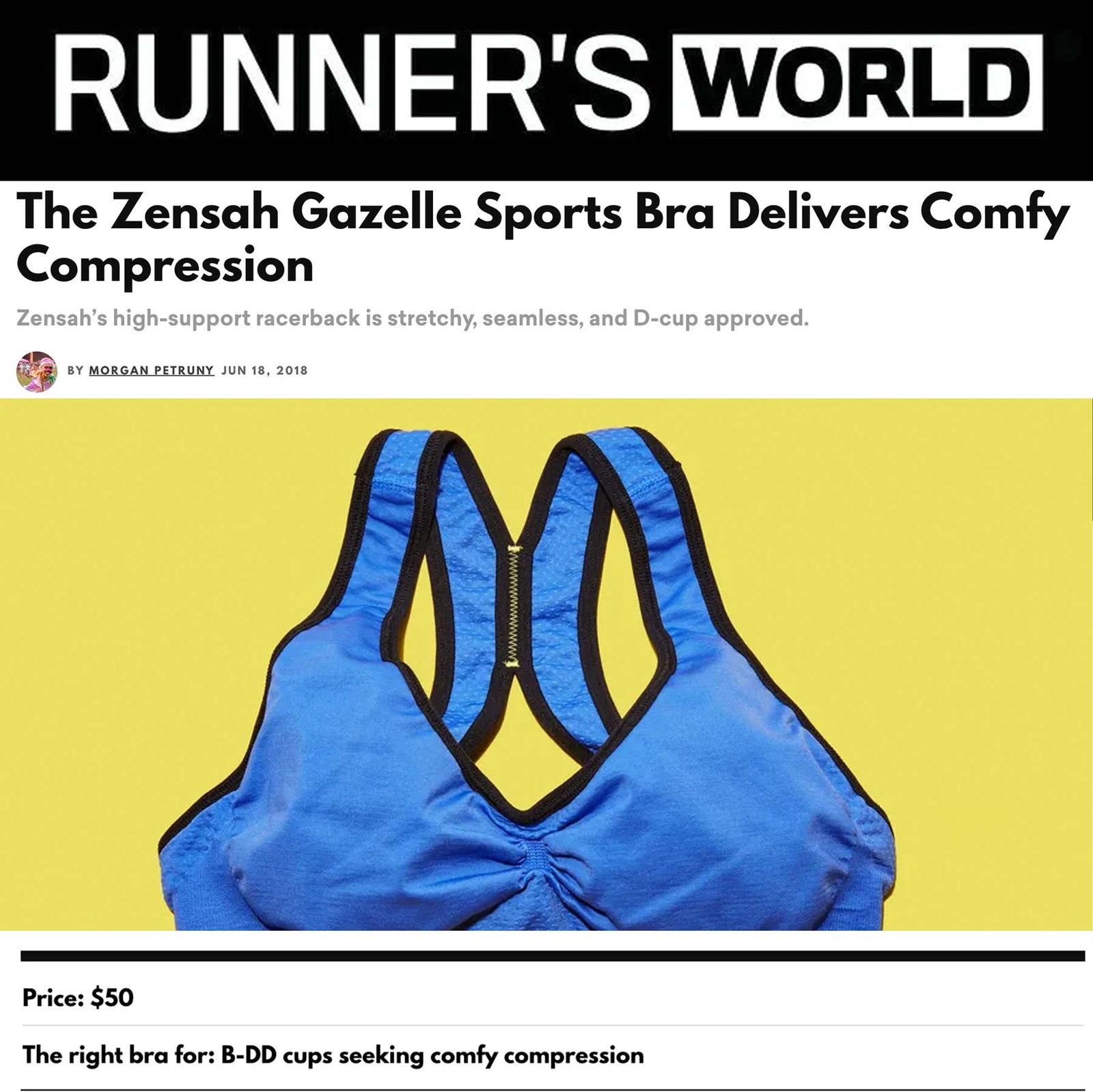 Runners World The Zensah Gazelle Sports Bra Delivers Comfy Compressi 