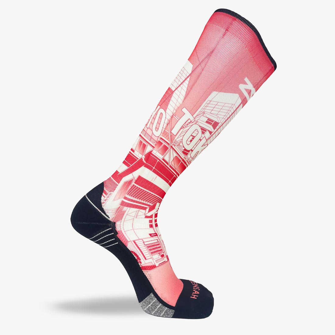 Zensah Knee High Tokyo Street Compression Socks with Anatomical Design Light Cushioned Sole Anti Blister Reduce Fatigue Small Nylon Polyester