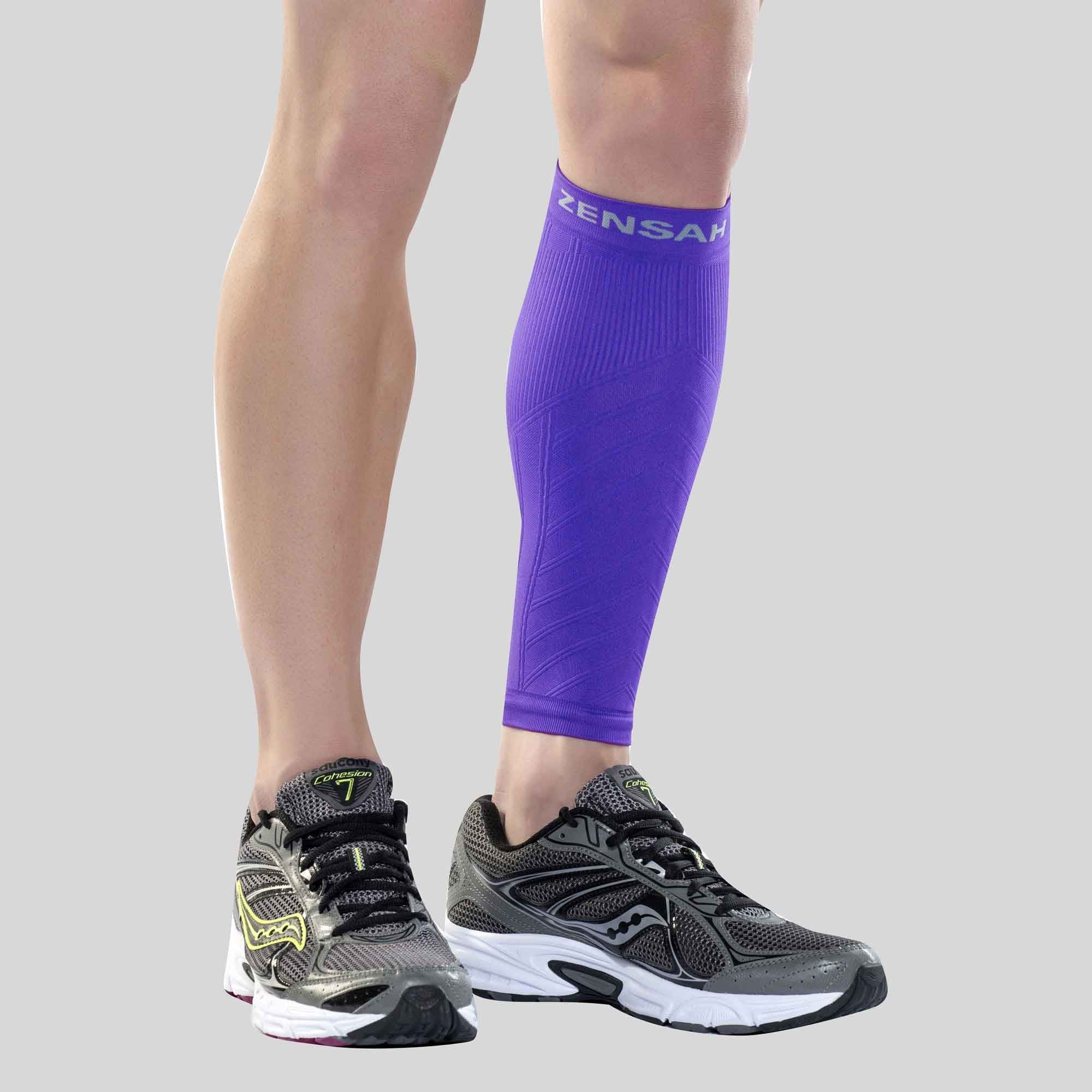 2 Small Calf Sleeve Leg Socks Compression Support Shin Splints Lycra Brace  Blue 